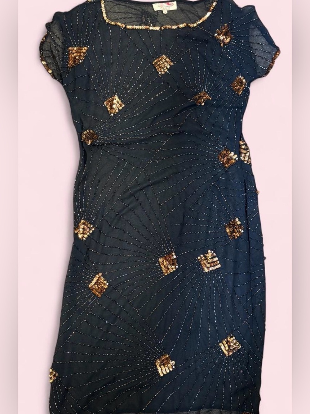 Vintage Art Deco Beaded Sheer Cocktail Dress